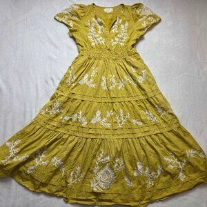 M (fits like petite) By Anthropologie The Somerset printed maxi dress yellow 3